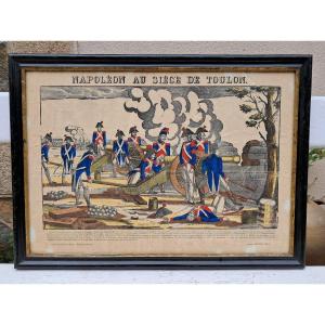 Napoleon At The Siege Of Toulon, 19th Century Wood Engraving, Imagerie d'Epinal