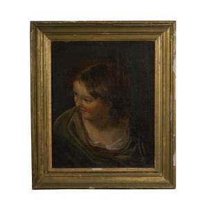 Oil On Canvas Portrait Of Young Woman XVIIIth Golden Frame