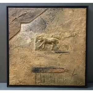 Oil Modern Composition Animal By Robin 1993