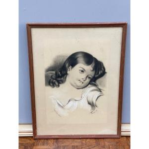 Drawing Charcoal Gouache Or Watercolor Chavagnes 1881 Mlle De Saint-sauveur