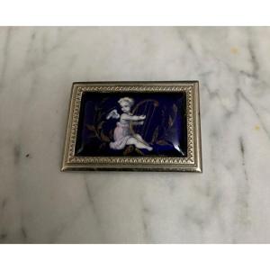 Enamel Brooch Decorated With Cherubs, Late 19th Century