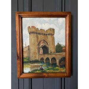 Red Signature Oil Fortified Bridge Le Thouet Entering Parthenay