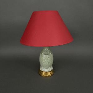 Napoleon III Lamp In Green Cecidon On A Brass Base