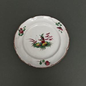 18th Century Islettes Earthenware Plate With Chinese Decoration