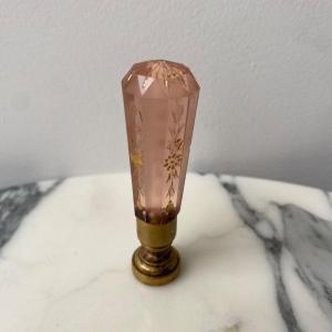 Rare Crystal Stamp With Cutaway Enhanced With Golden Engravings Late 19th Century