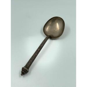 Chinese Silver Spoon Decorated With Foliage Late 19th Century
