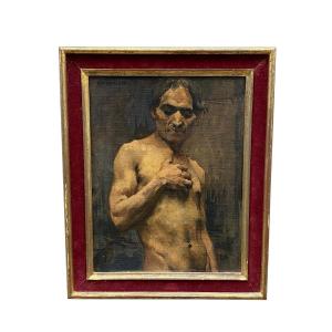 Oil On Panel By Alain Beaufreton Academic Nude Male