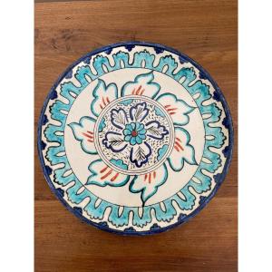 Mid-20th Century Iznik Dish With Floral Monogram Decoration