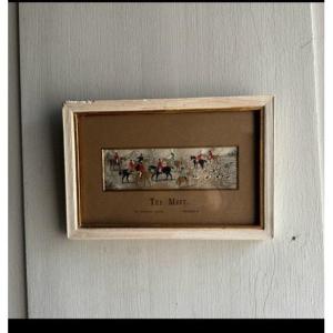 English Embroidery Work 19th Century The Meet Hunting With Hounds