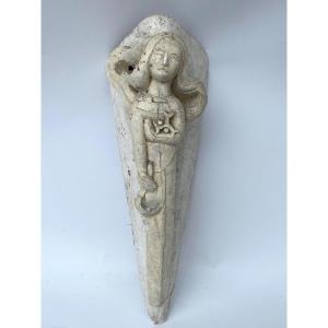 Plaster Applique Mermaid 1940 Sickle Bas-relief Artist's Studio