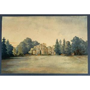 Original Watercolor Signed Af Château d'Ereham 1874 V. Saulnier Normandy