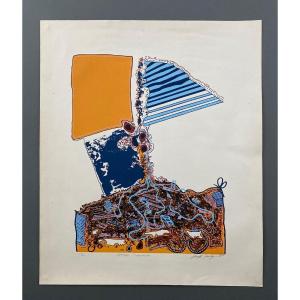 Lithograph Countersigned Joseph Hanly Hanley Untitled Silkscreen 1980