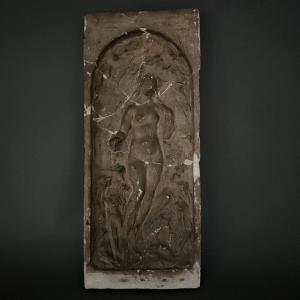 Workshop Bas-relief In Plaster By Charles Filleul Representing A Nymph
