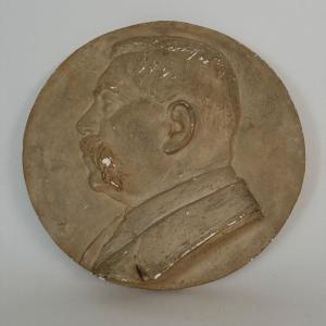 Plaster Medallion Portrait By Charles Filleul Profile Of A Man 1901