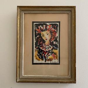 Watercolor On Paper Portrait Of A Young Woman By Françoise Carrel