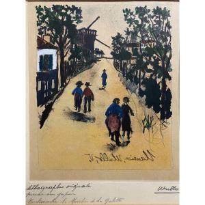 Lithograph Countersigned Maurice Utrillo Montmartre Moulin De La Galette