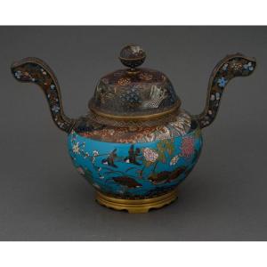 Copper Perfume Burner In Japan With Cloisonné Enamel Decoration, 19th Century