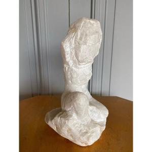 Sculpture Of A Female Subject In Stone 20th Century, Direct Workshop Carving
