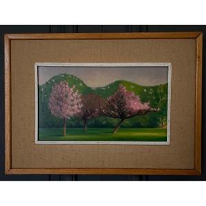 Oil On Cardboard 1920 Representing Trees In Bloom In The Wind