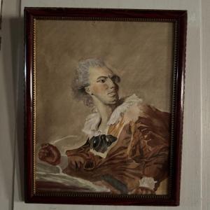 Watercolor On Late 19th Century Paper Depicting An 18th Century Man