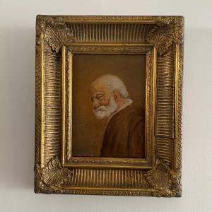 Oil On Panel Portrait Of A Bearded Man 19th Century By Jean