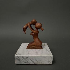 Sculpture By Calin Hentea Representing A Mother And Her Child 20th Century