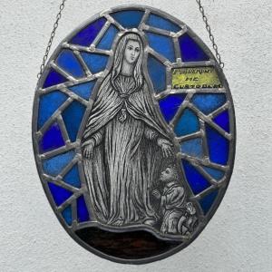 Stained Glass Virgin 19th Posuerunt Me Custodem