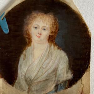Hand-executed Miniature Of A Young Woman From The 18th Century With Red Hair