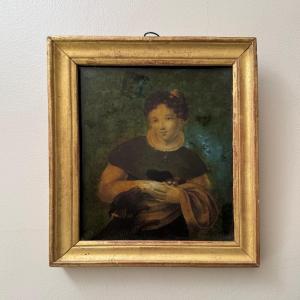 Portrait Of A Young Girl In An 18th Century Glass Frame