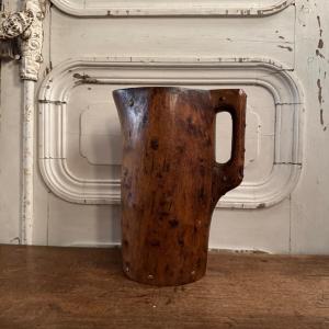 Brutalist Pitcher In Monoxide Wood Enhanced With Nails, 20th Century Folk Art