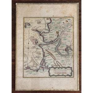 18th Century Color Engraving Of A Map Of The Entrance To The Charente