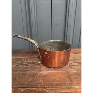 19th Century Copper Saucepan, Crowned Lm Marking