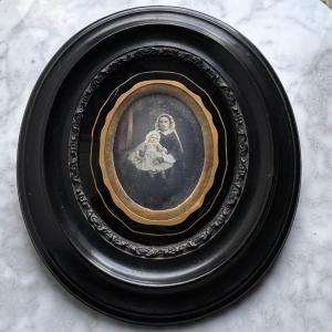 Color Ambrotype Daguerreotype Of A Woman And Her Child, 19th Century