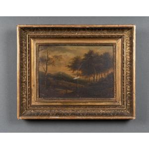 Oil On Panel, Restoration Period, Undergrowth, Palmette Frame