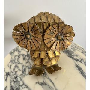 Owl Or Brutalist Sculpture Cut Metal 1970