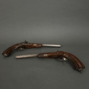 Pair Of Dueling Pistols, First Half Of The 19th Century