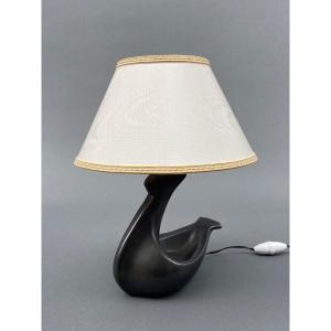 Jacques Blin Zoomorphic Ceramic Lamp 1960s In Black Glaze