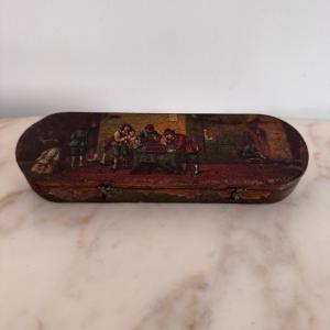 Hand-painted Trebuchet Scales With Merchant Scene From The Early 19th Century