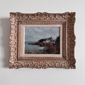 Oil On Panel Depicting A Seaside In Brittany 20th Century By Misdz