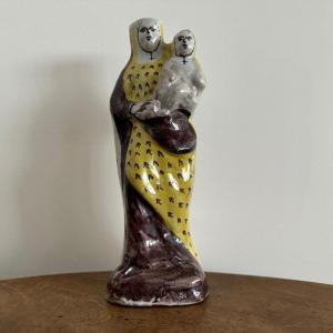 18th-century Earthenware Virgin And Child From Nevers