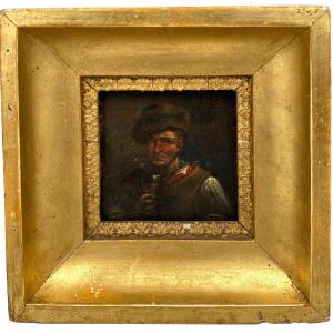 Miniature By Adriaen Brouwer, 17th Century, "the Tavern Drinker," Wood Panel