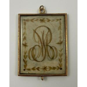Gold Pendant With Hallmark, 19th Century Hair Work