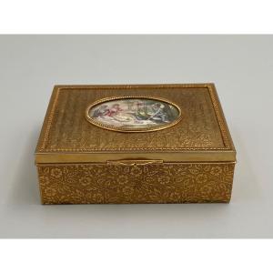 Miniature Bronze Box Signed S. Guerou Or Gueron, Romantic Scene