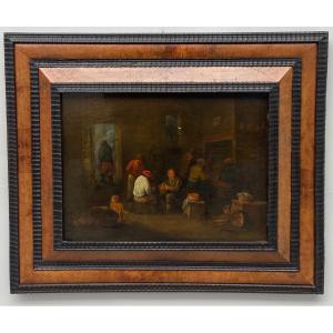 Oil On Panel, Dutch Interior Scene, Flemish School, 19th Century