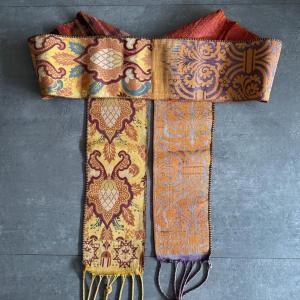 Festive Sashes Embroidered With Polychrome Silk Threads, Floral Decoration M3914
