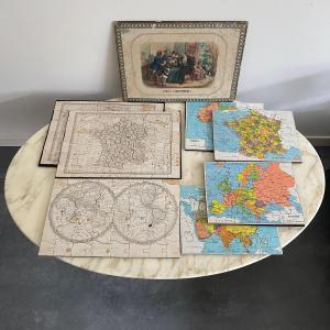 19th Century Geographic Map Puzzle Box