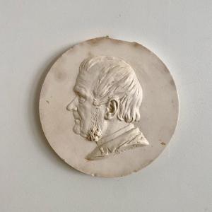 Plaster Medallion By A. Bérard, Bas-relief Of A Man, Early 19th Century