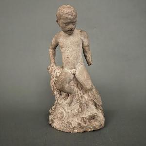 Studio Sculpture By Charles Filleul, Young Man In Terracotta