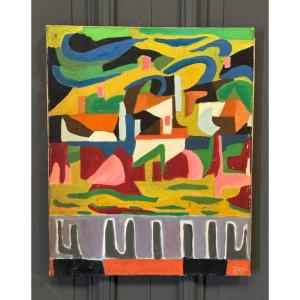 Oil On Canvas By Javers, Modern Composition, 1978