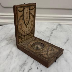 Portable Wooden Pocket Sundial, 18th Century 